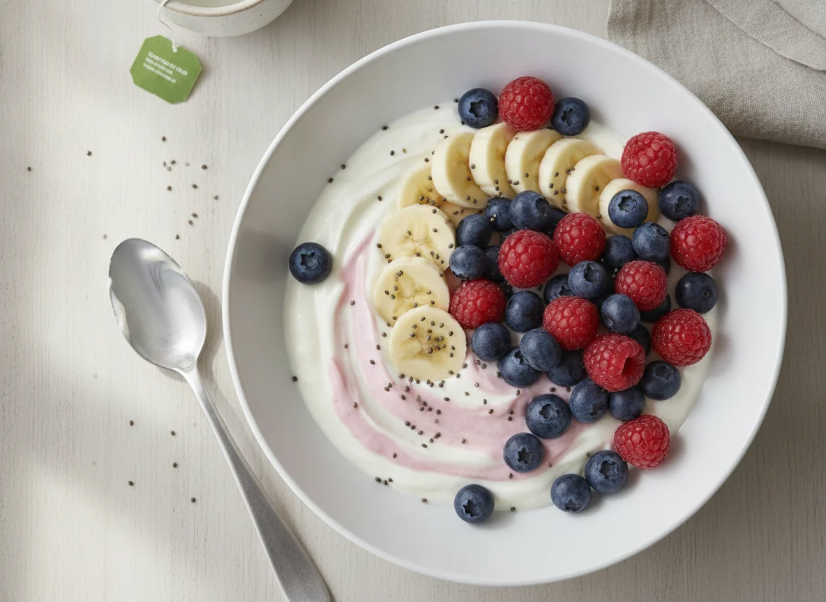 Joghurt-Bowl mit Beeren und Banane photo