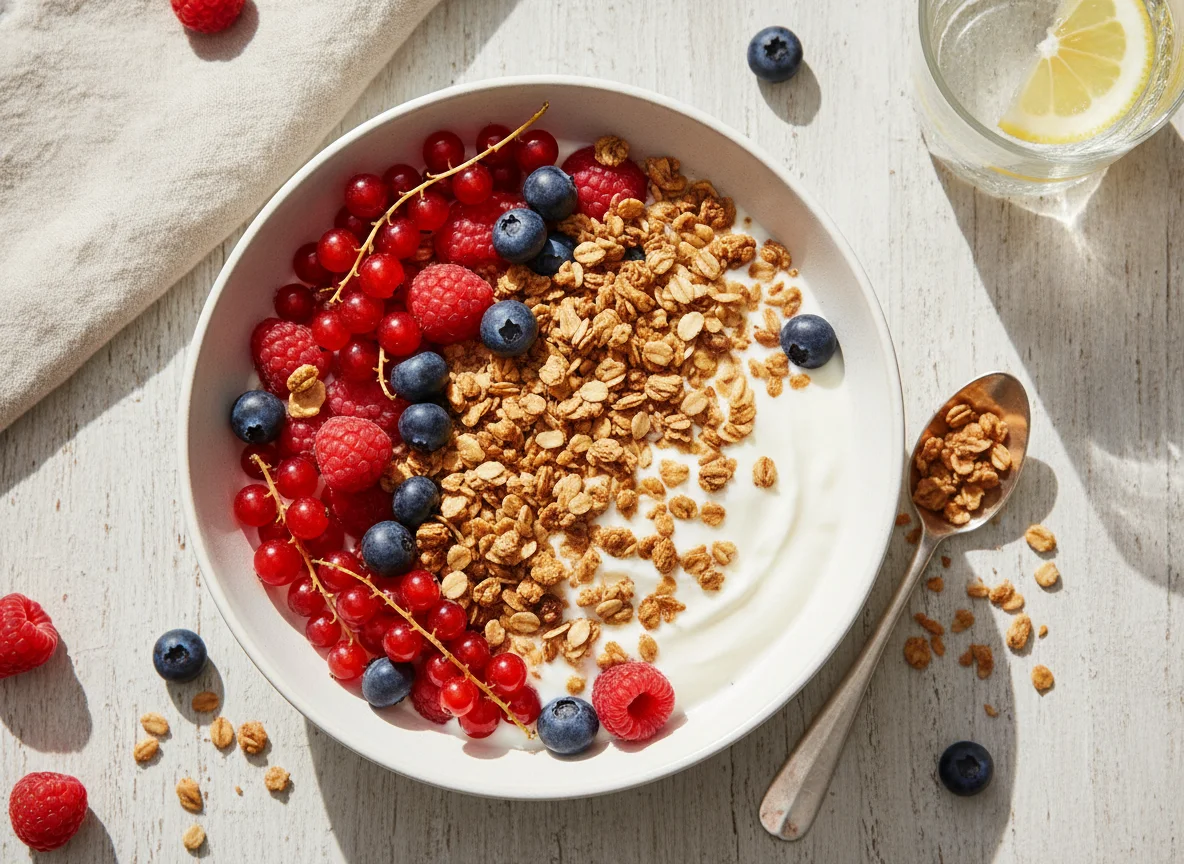 Joghurt-Bowl mit Beeren und Granola photo