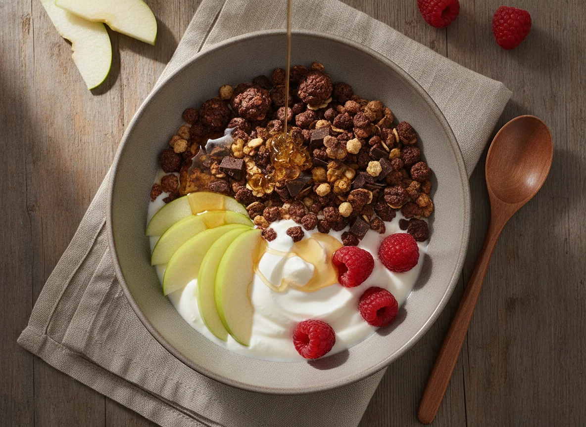 Joghurt-Bowl mit Müsli und Früchten photo