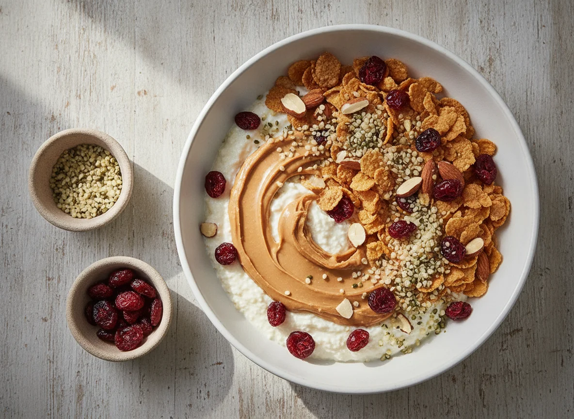 Joghurt-Bowl mit Müsli und Nüssen photo
