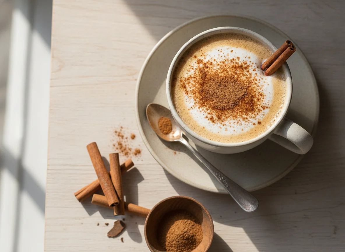 Kaffee mit Milch und Zimt photo