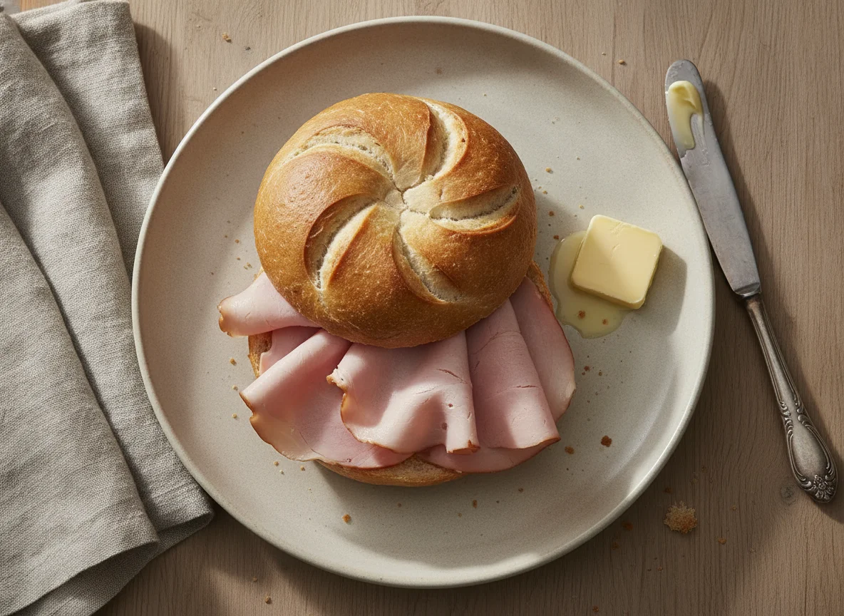 Kaiserbrötchen mit Schinken photo