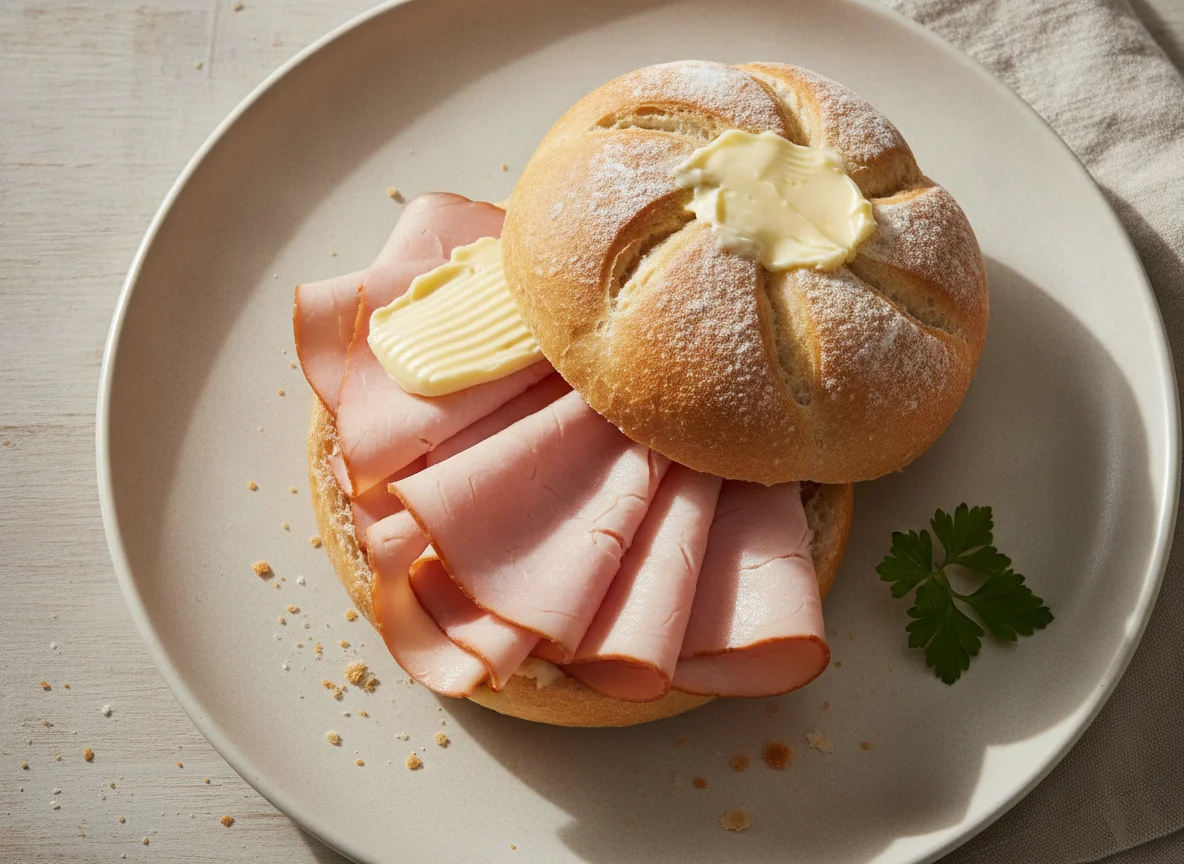 Kaisersemmel mit Putenschinken photo