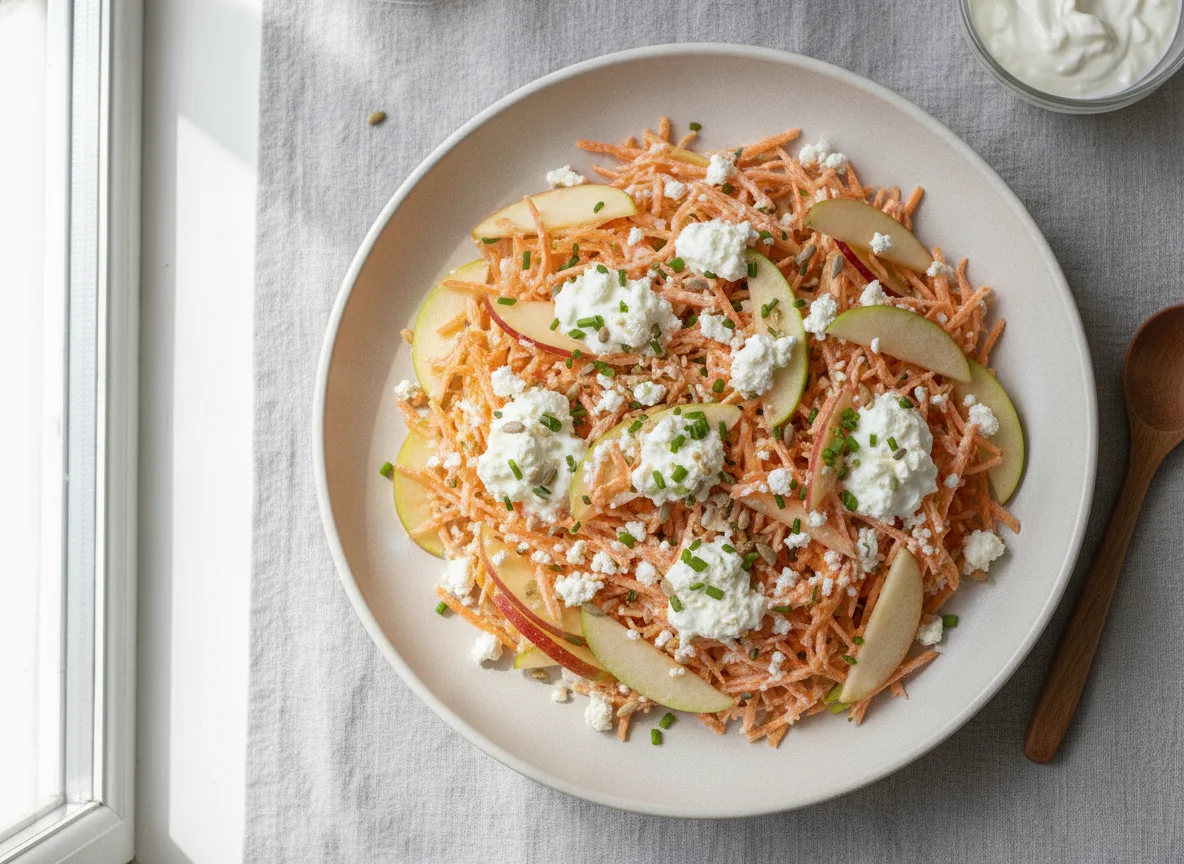 Karotten-Apfel-Salat mit Joghurt-Dressing photo