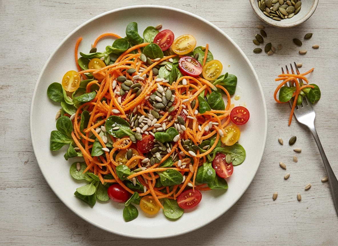 Karotten-Feldsalat mit Kernen photo