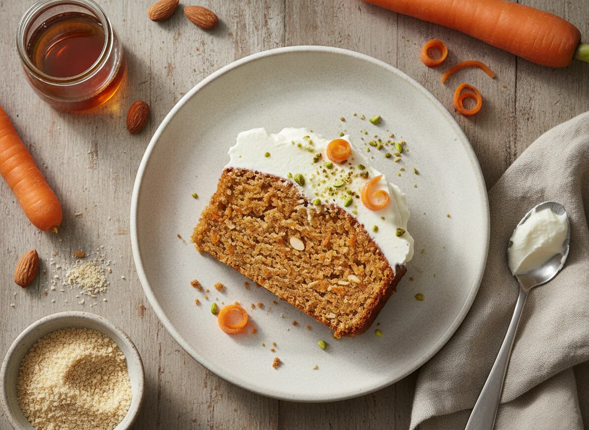 Karottenkuchen mit Magerquark-Topping photo