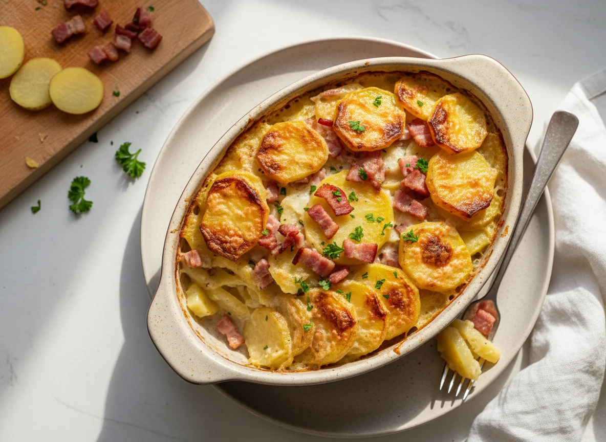 Kartoffelauflauf mit Speck photo