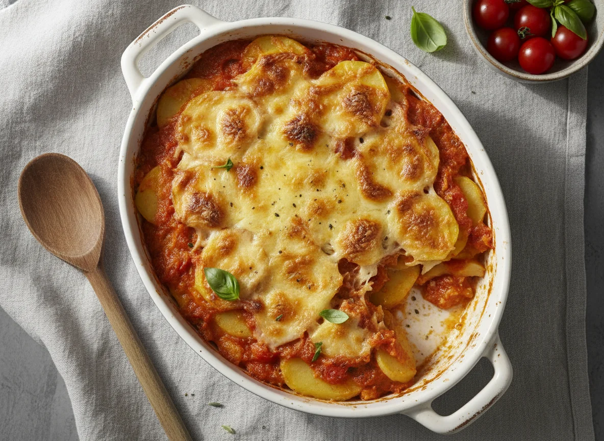 Kartoffelauflauf mit Tomatensauce photo