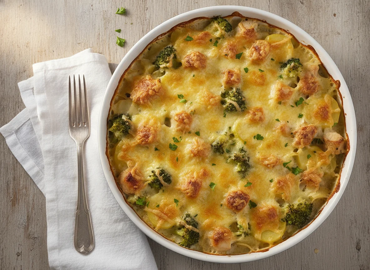 Kartoffel-Brokkoli-Auflauf mit Hähnchen photo