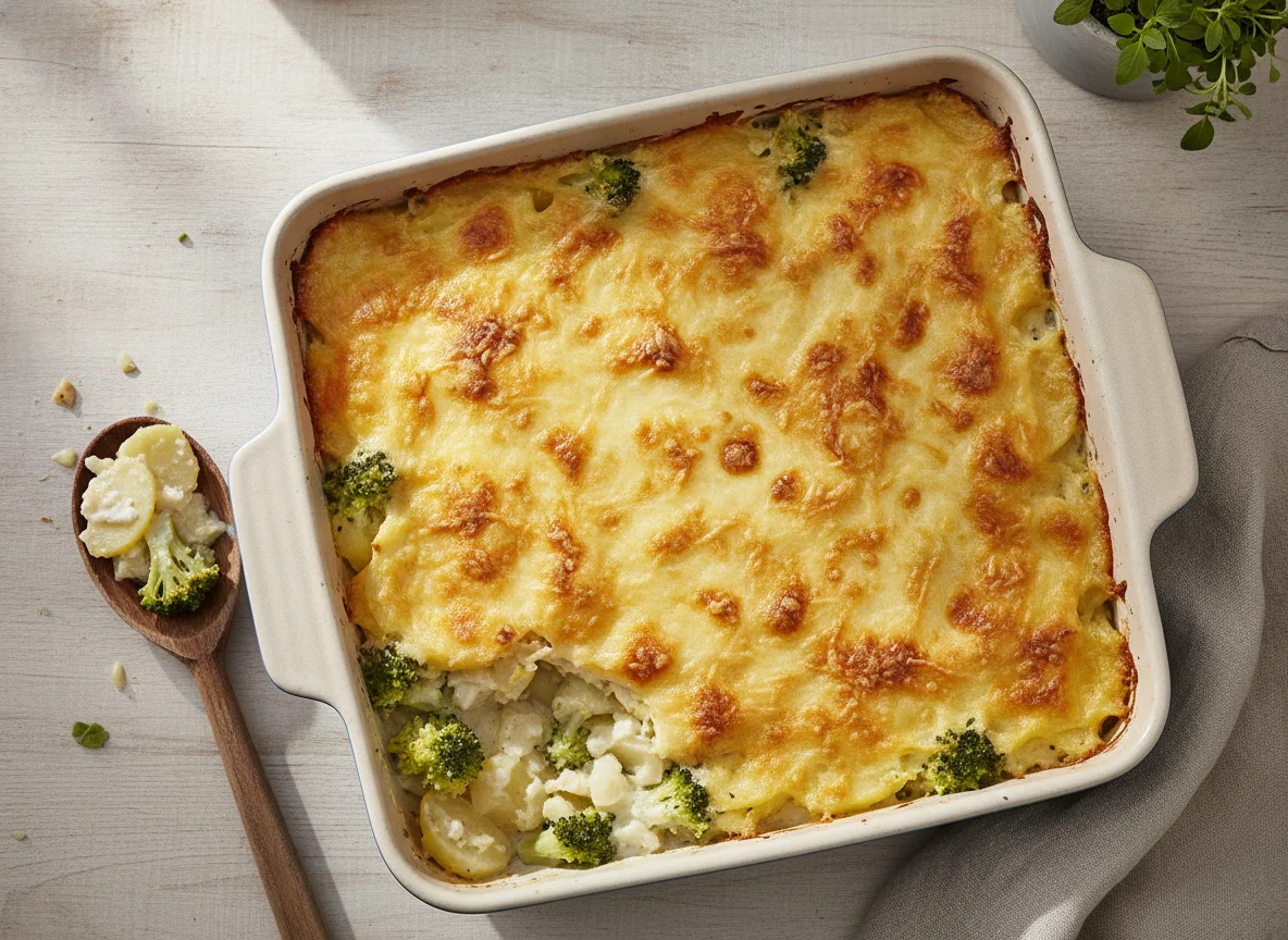 Kartoffel-Brokkoli-Auflauf mit Käsekruste photo