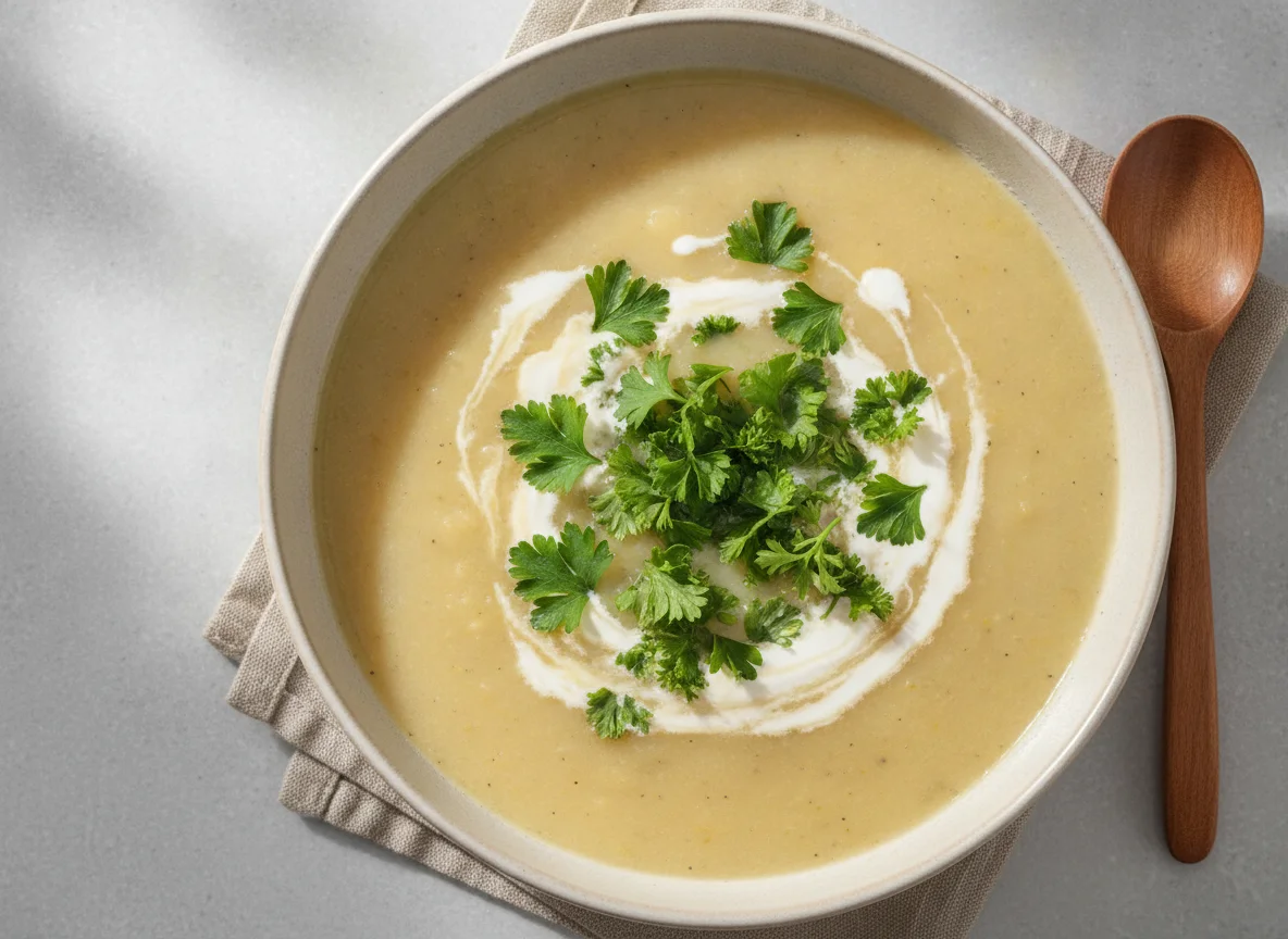 Kartoffelcremesuppe mit Petersilie photo