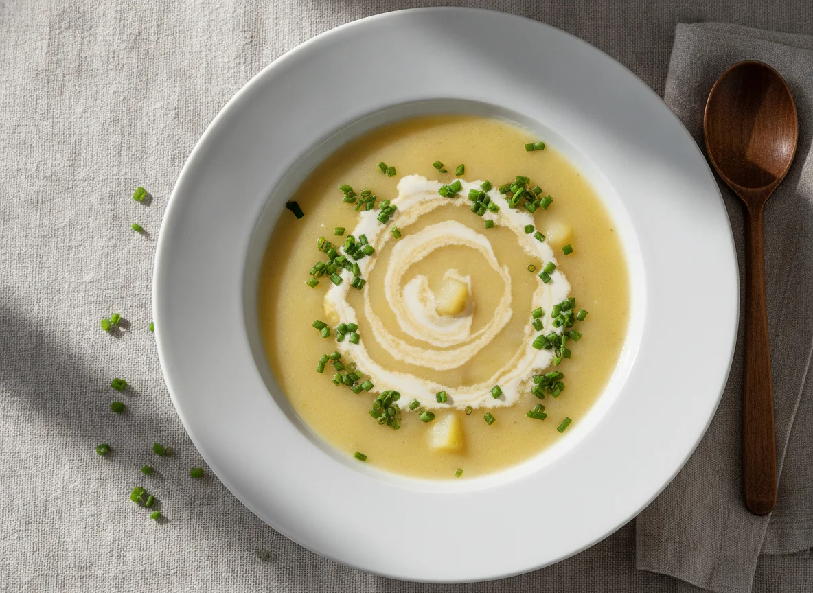 Kartoffelcremesuppe mit Schnittlauch photo