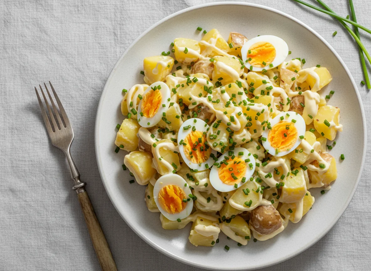 Kartoffel-Eier-Salat mit Mayonnaise photo