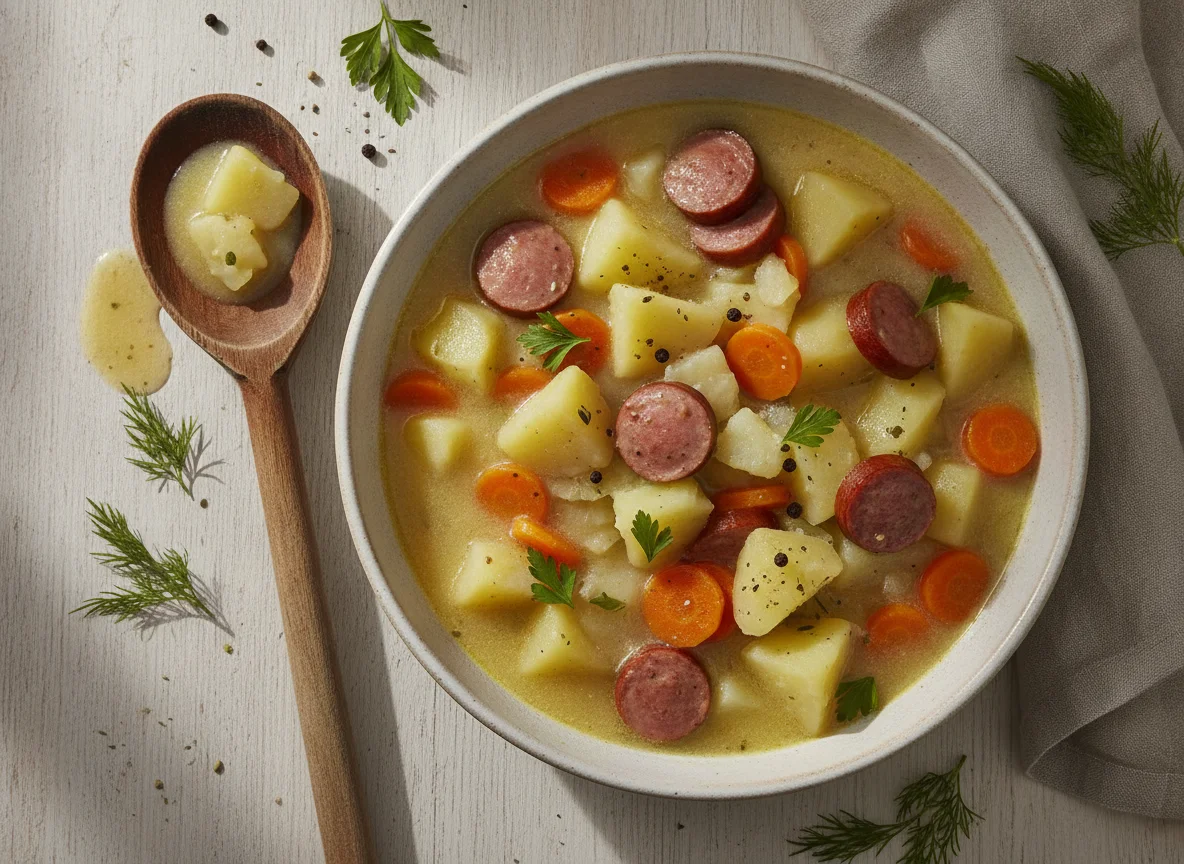 Kartoffeleintopf mit Wiener Würstchen photo