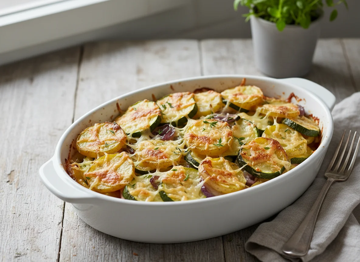 Kartoffel-Gemüse-Auflauf mit Käse photo