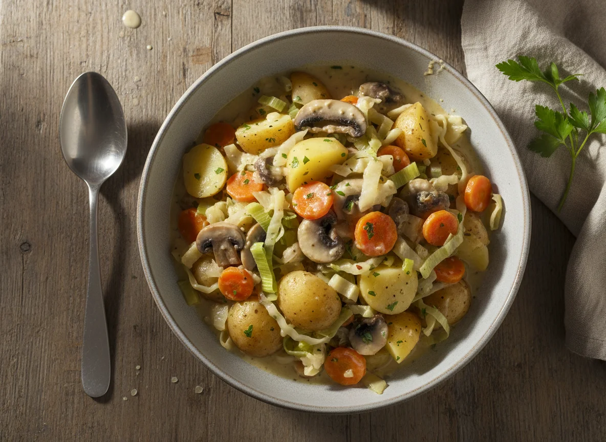 Kartoffel-Gemüse-Eintopf mit Sahnesauce photo