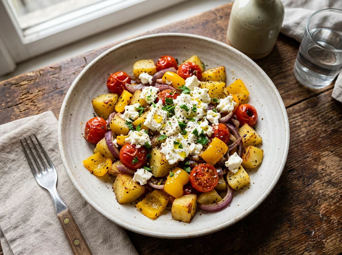 Kartoffel-Gemüse-Pfanne mit Feta photo