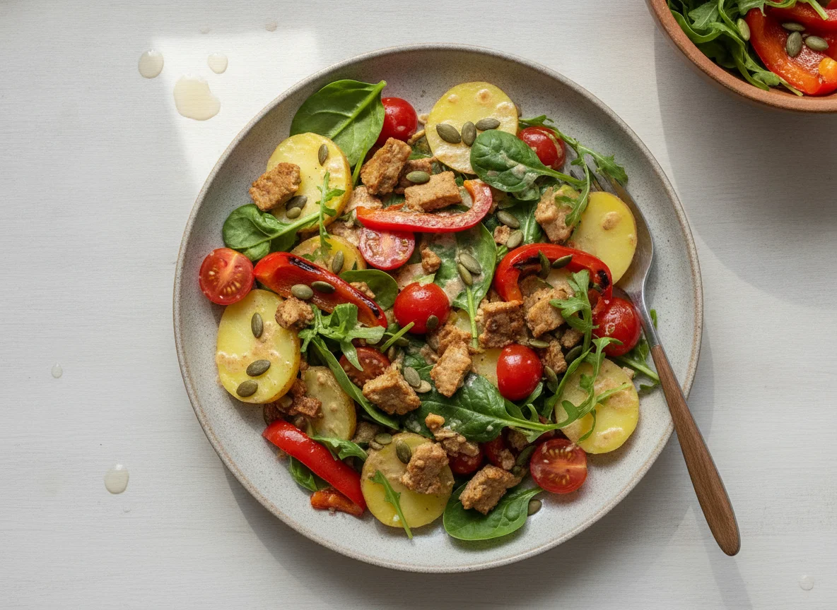 Kartoffel-Gemüse-Salat mit Tempeh photo