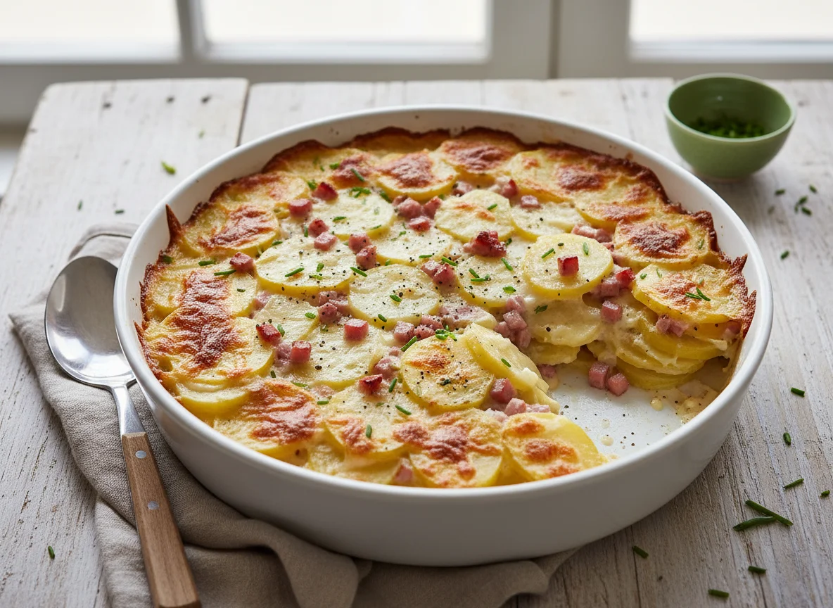 Kartoffelgratin mit Schinken photo