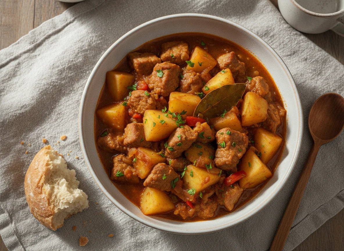 Kartoffelgulasch mit Fleisch photo
