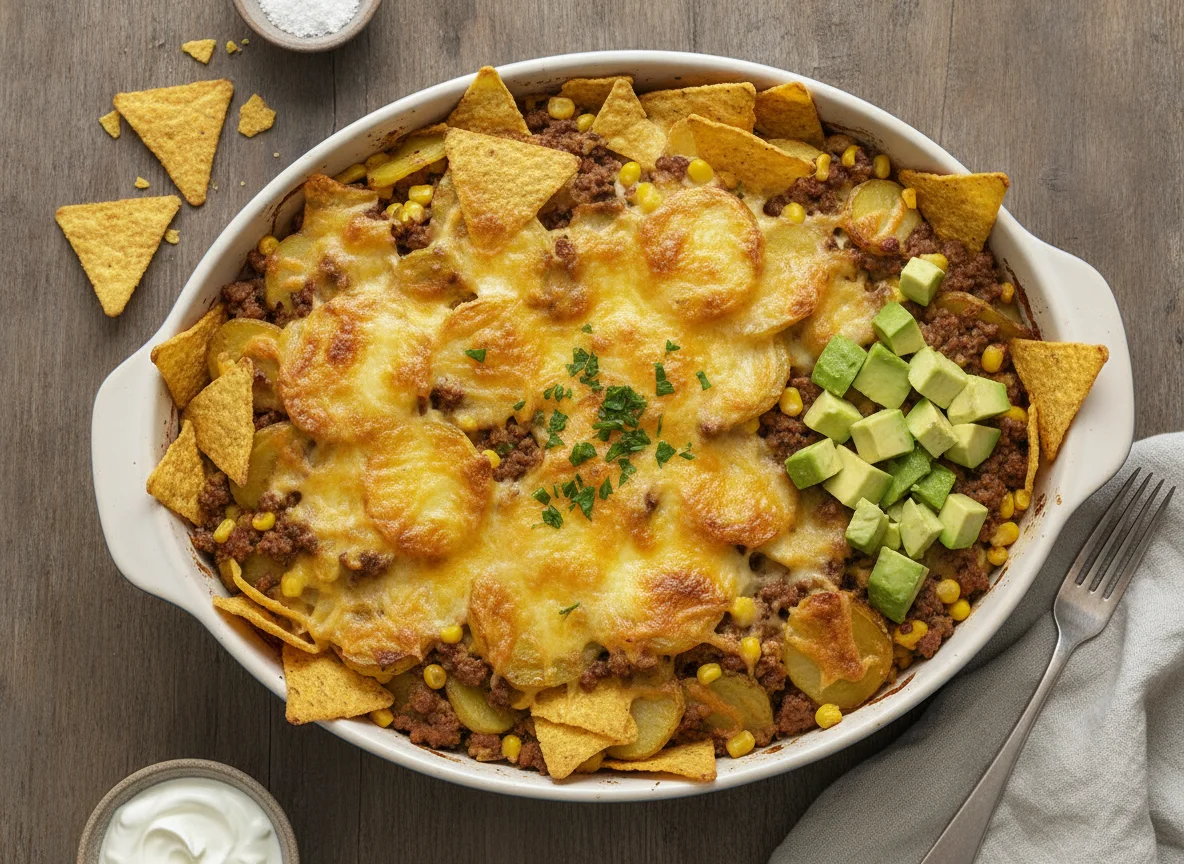 Kartoffel-Hackfleisch-Auflauf mit Nachos photo
