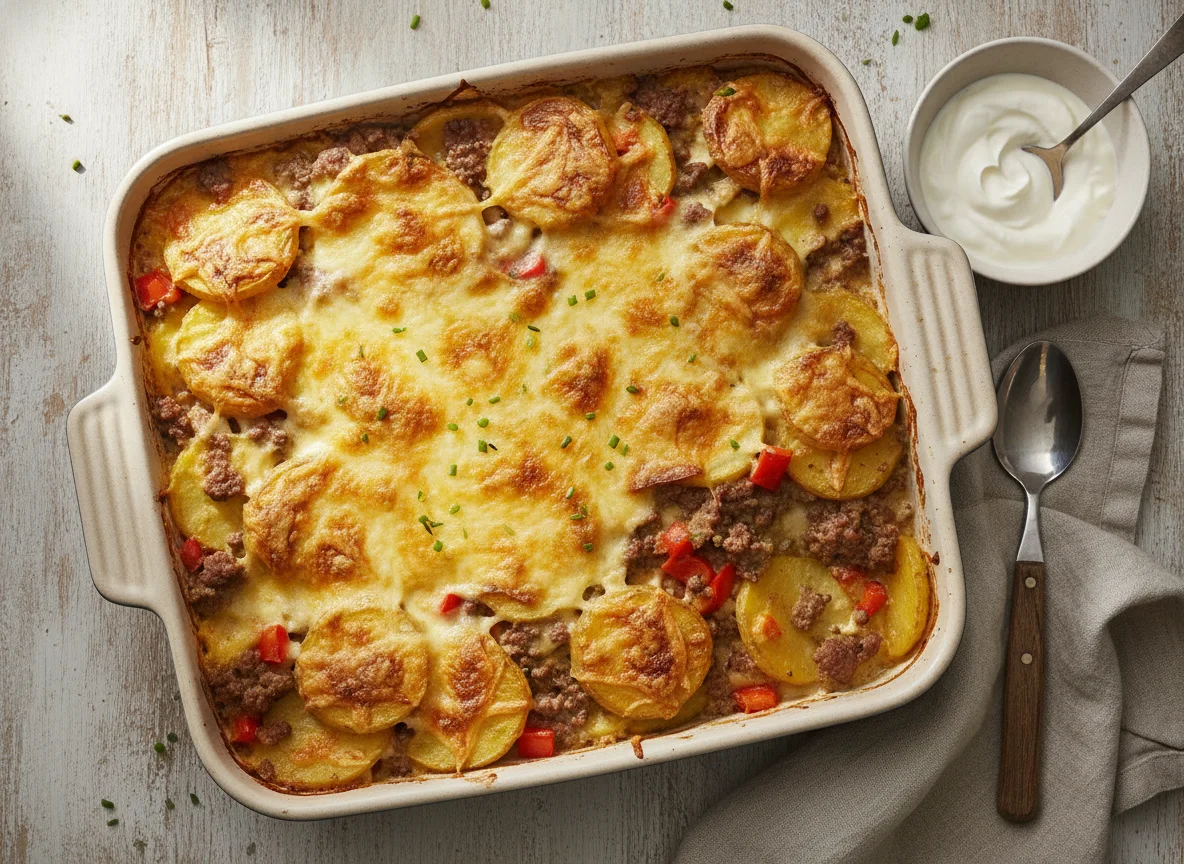 Kartoffel-Hackfleisch-Auflauf mit Paprika photo