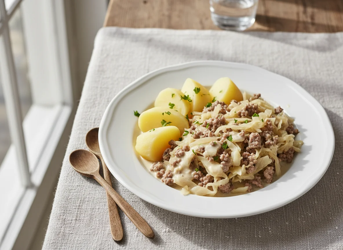 Kartoffeln mit Krautfleisch photo