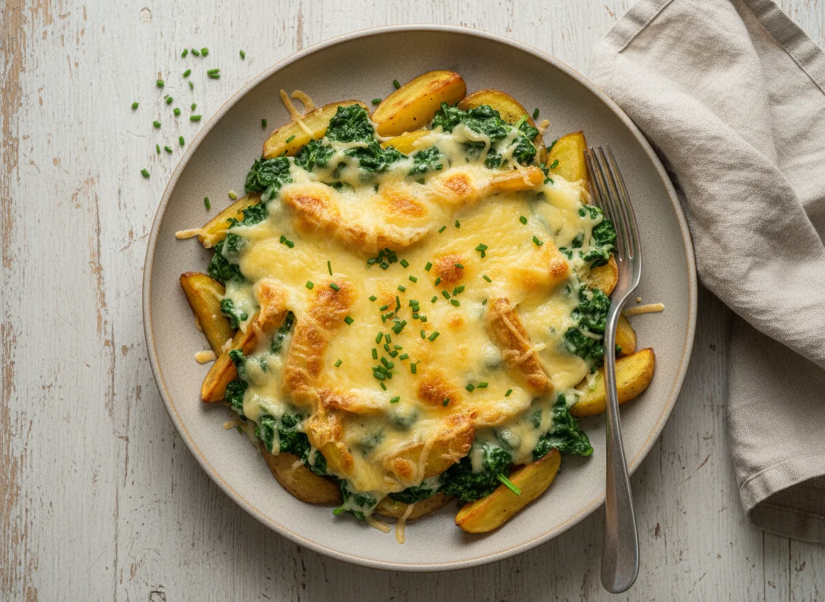 Kartoffeln mit Rahmspinat und Käse photo