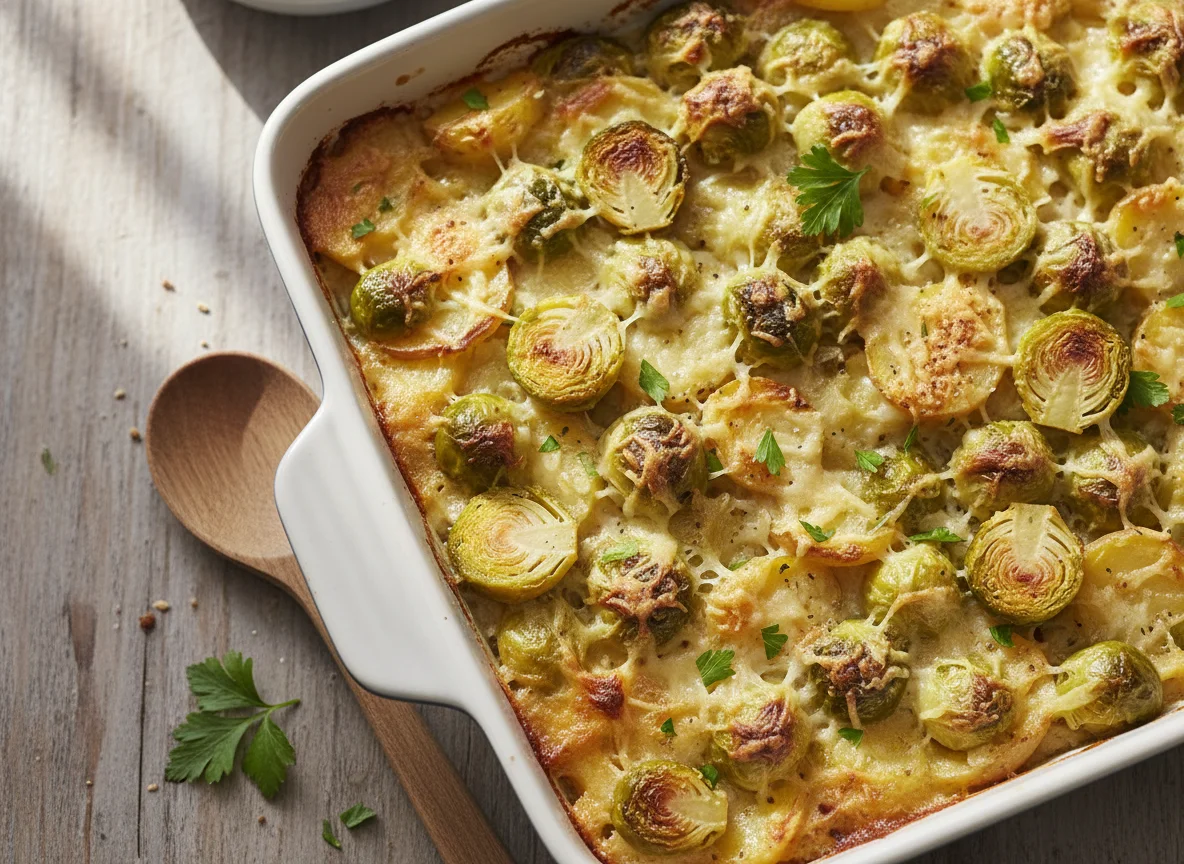 Kartoffel-Rosenkohl-Gratin photo