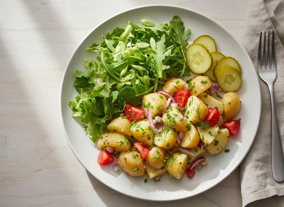 Kartoffelsalat mit Beilagen photo