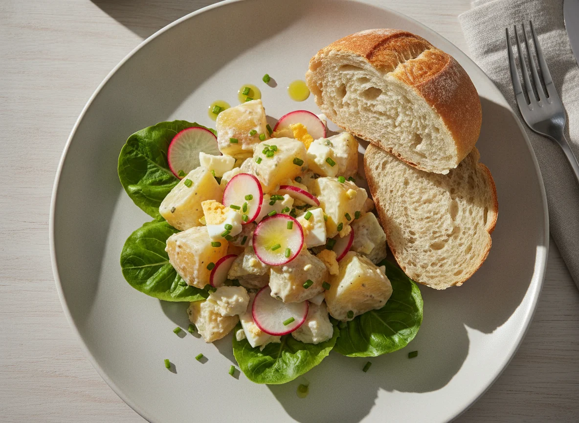 Kartoffelsalat mit Brötchen photo