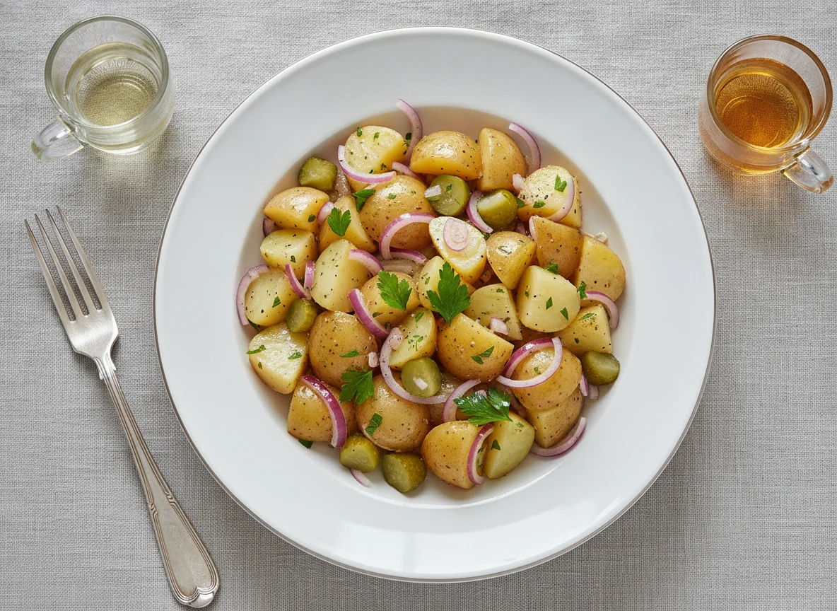 Kartoffelsalat mit Essig und Öl photo