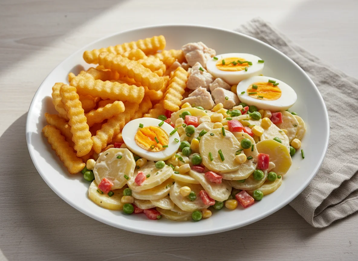 Kartoffelsalat mit Hähnchen und Ei photo