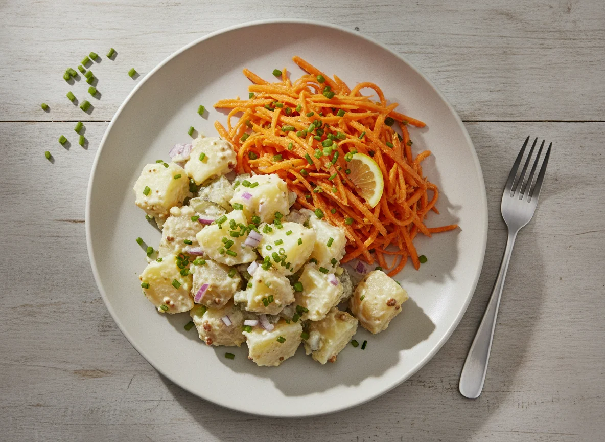 Kartoffelsalat mit Karottensalat photo