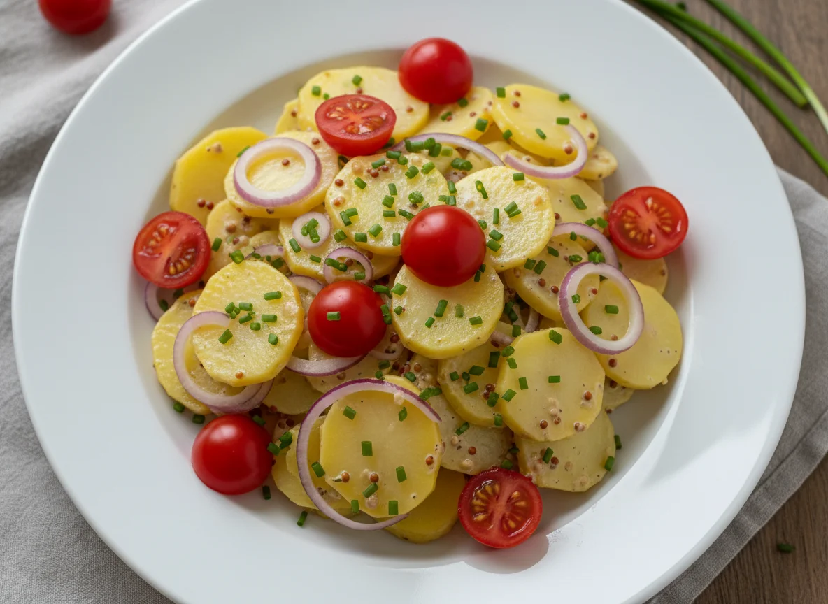 Kartoffelsalat mit Kirschtomate und Schnittlauch photo