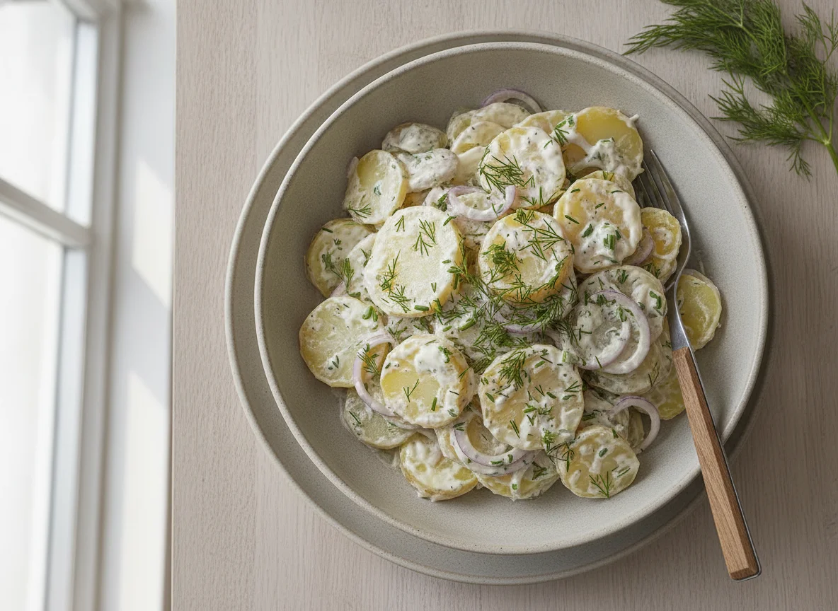 Kartoffelsalat mit Mayonnaise und Dill photo