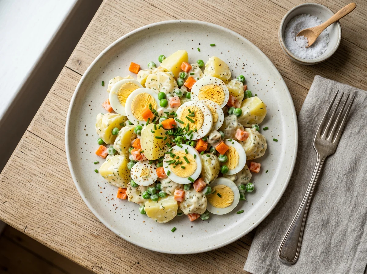 Kartoffelsalat mit Mayonnaise und Ei photo