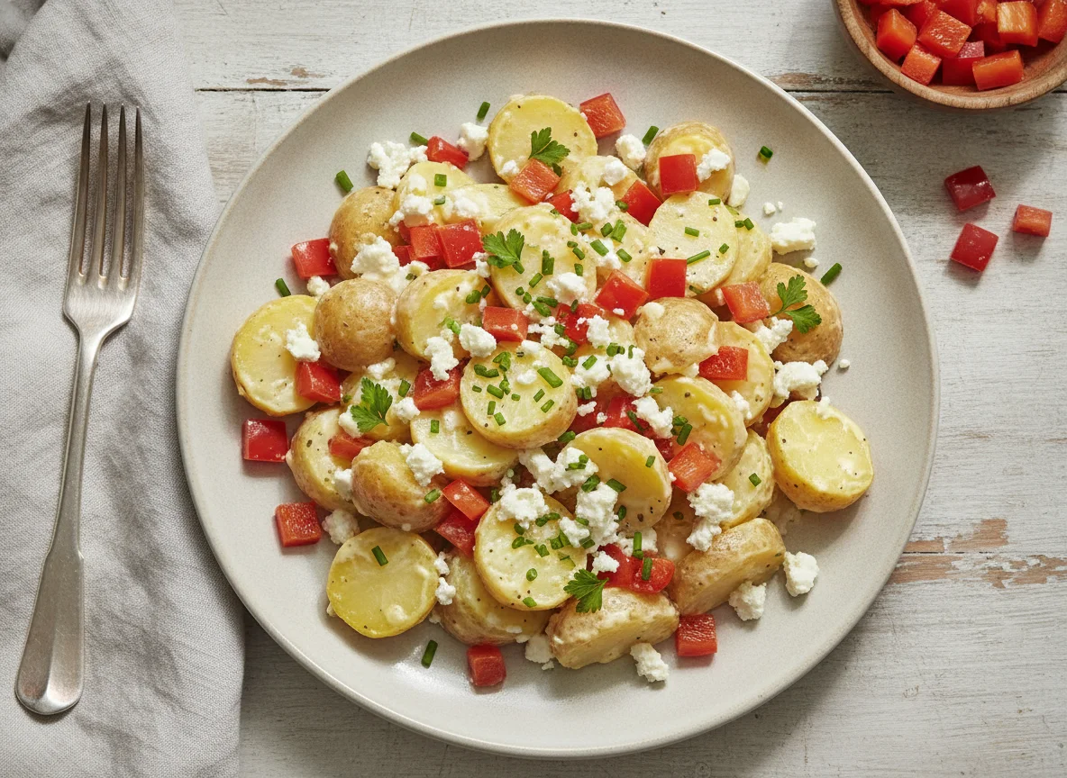 Kartoffelsalat mit Paprika und Feta photo