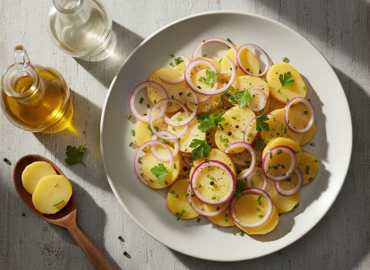 Kartoffelsalat mit roten Zwiebeln photo