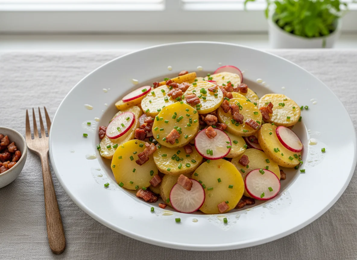Kartoffelsalat mit Speck und Rettich photo