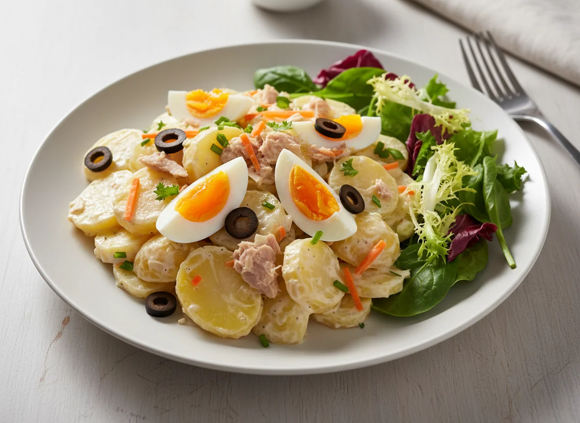 Kartoffelsalat mit Thunfisch und Ei photo