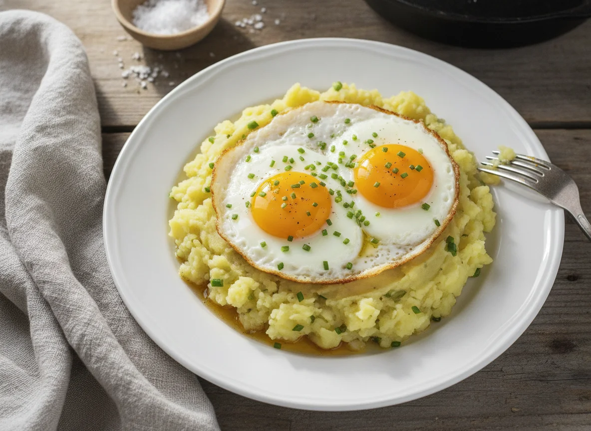 Kartoffelstampf mit Spiegelei photo