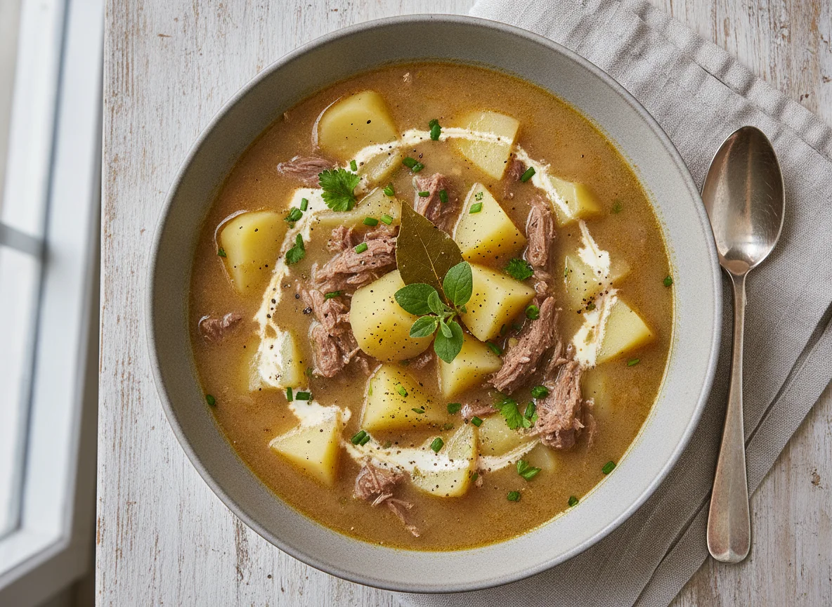 Kartoffelsuppe mit Fleisch photo