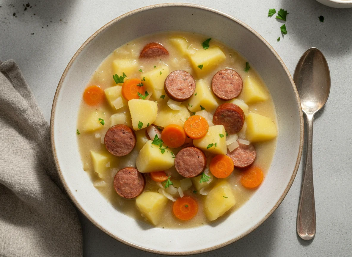 Kartoffelsuppe mit Mettwurst photo