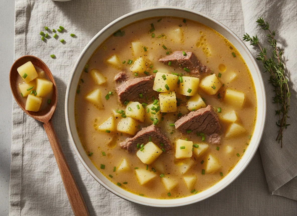 Kartoffelsuppe mit Rindfleisch photo