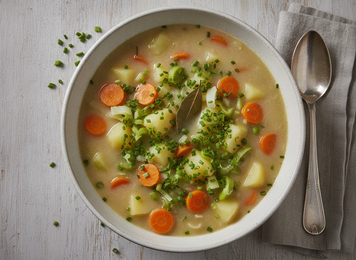 Kartoffelsuppe mit Schnittlauch photo