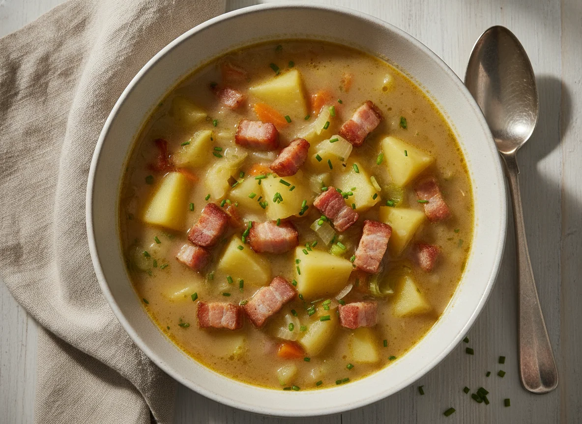 Kartoffelsuppe mit Speck photo