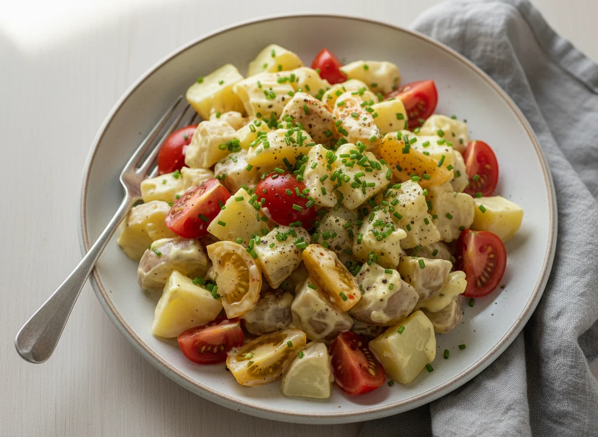Kartoffel-Tomaten-Salat mit Mayonnaise photo