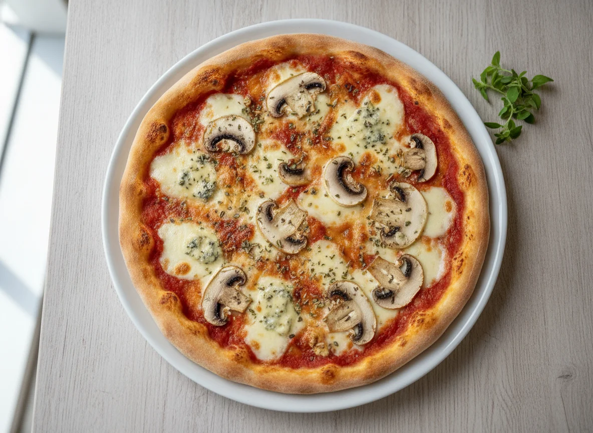 Käse- und Pilzpizza photo