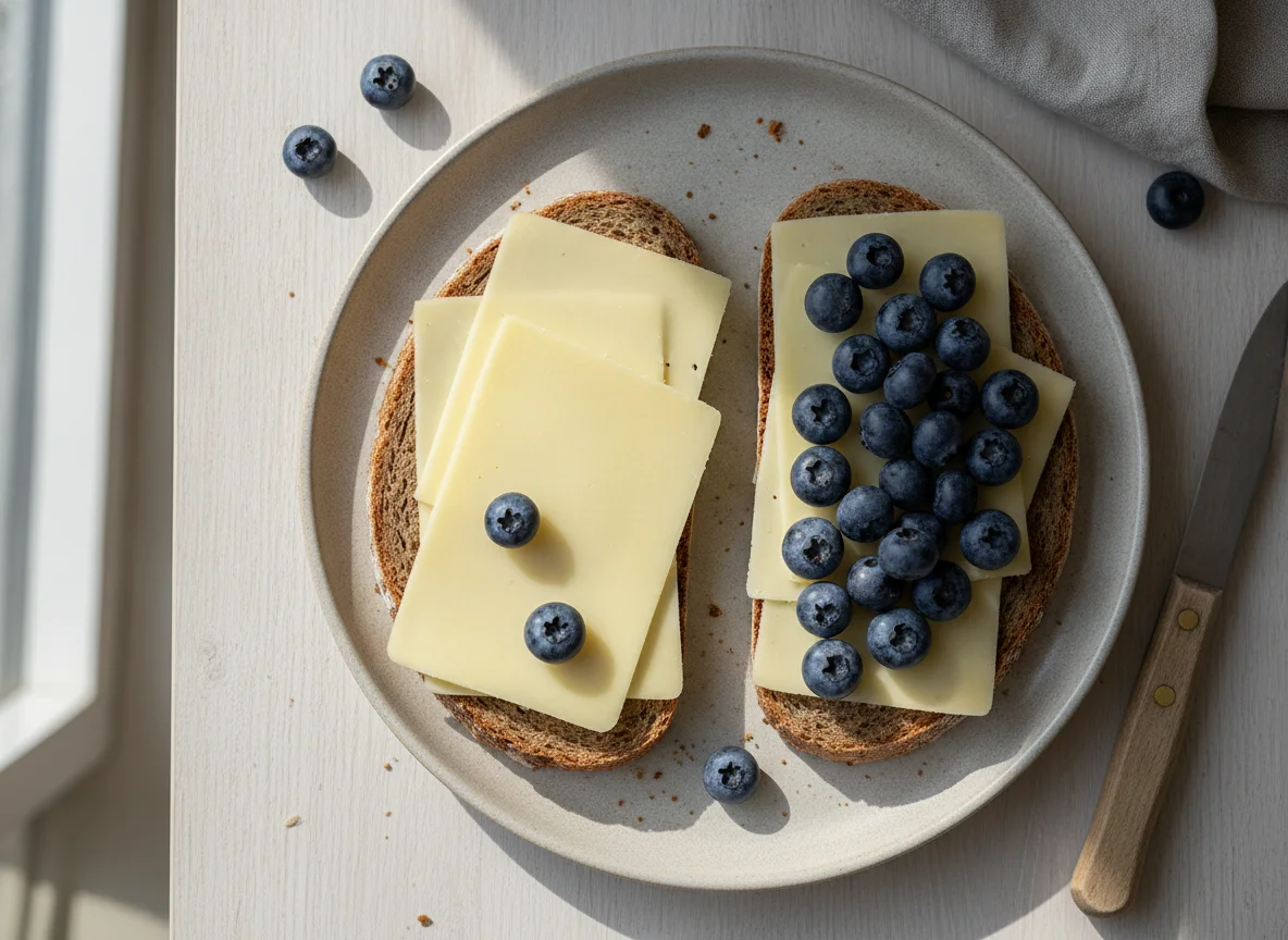 Käsebrot mit Blaubeeren photo